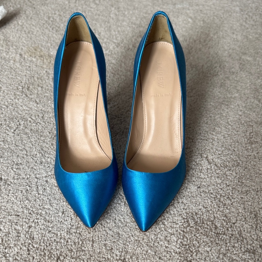 J.Crew Satin blue heels